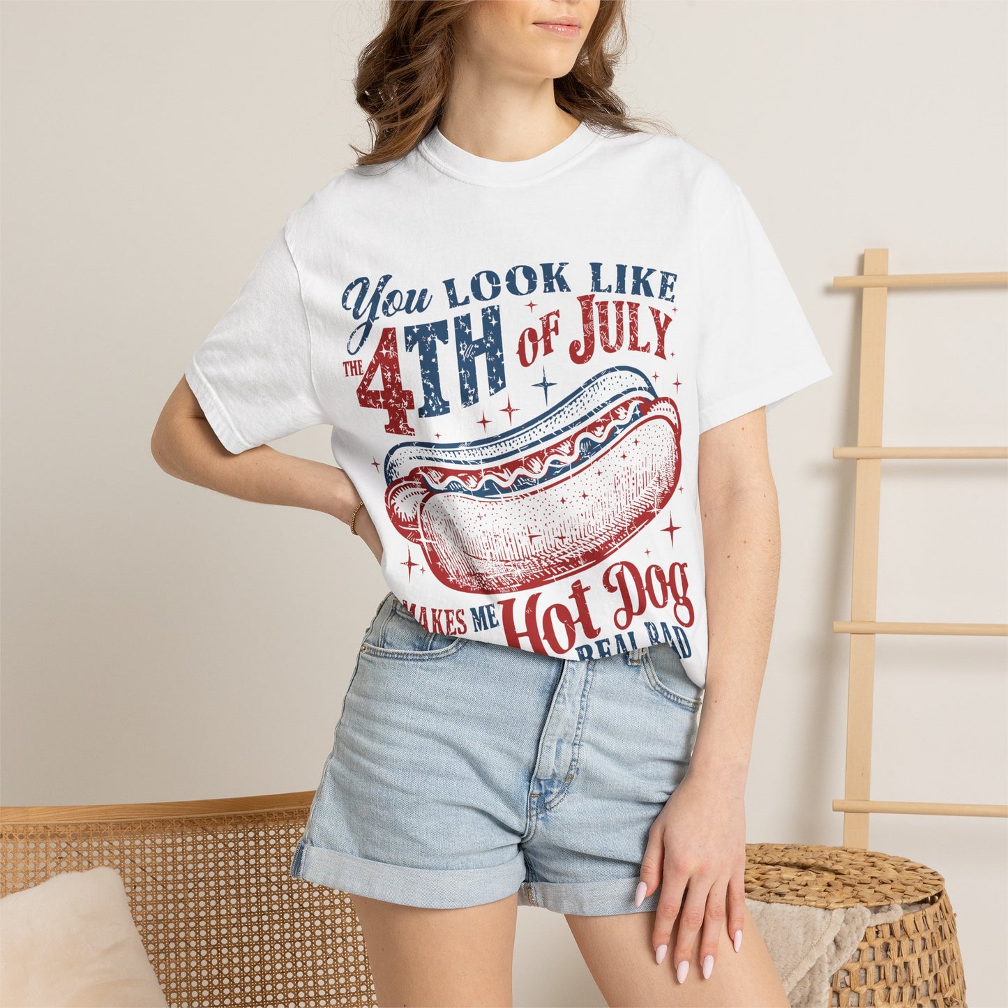 You Look Like 4th of July Makes Me Want a Hot Dog Real Bad -Patriotic Graphic Tee