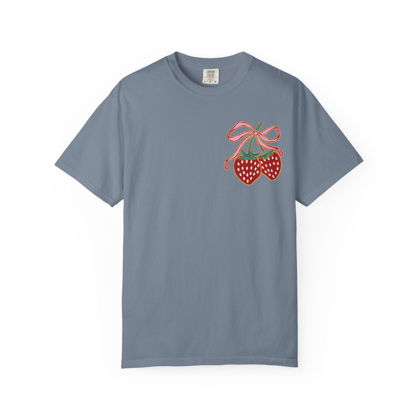 Strawberry Patch Graphic T-Shirt — Cute Ribbon & Flower Fruit Tee