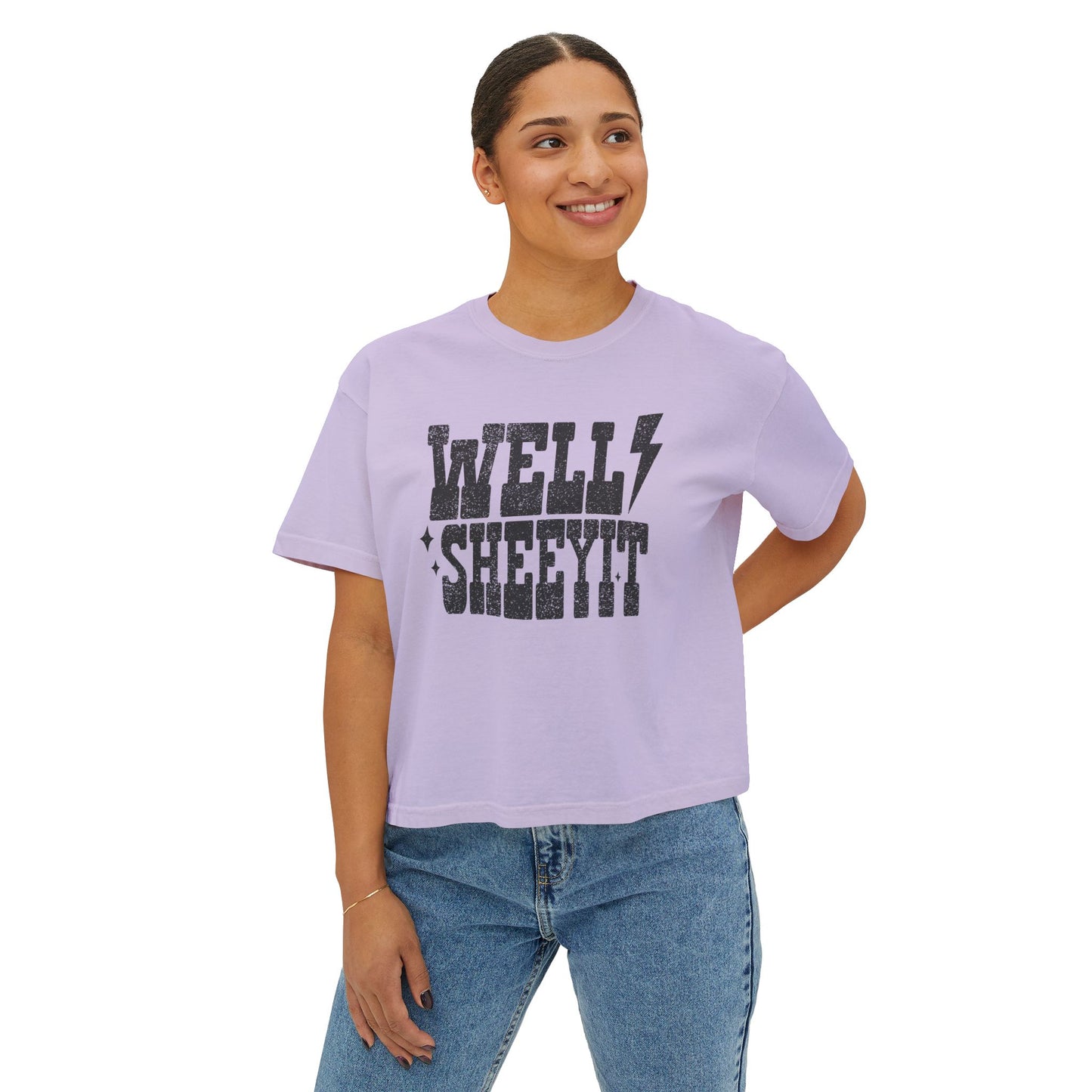 Well Sheeyit Boxy Tee — Funny Retro Western Graphic Shirt