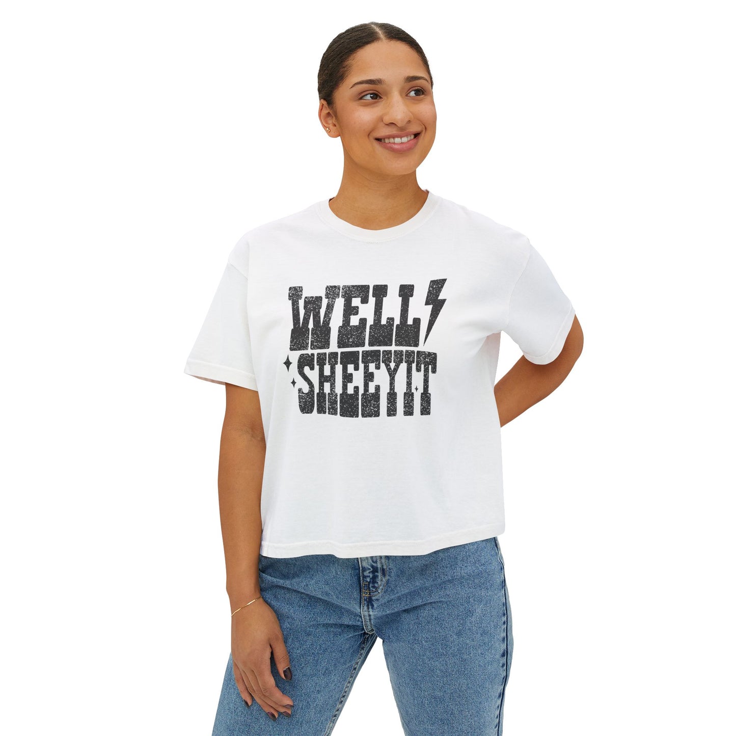 Well Sheeyit Boxy Tee — Funny Retro Western Graphic Shirt
