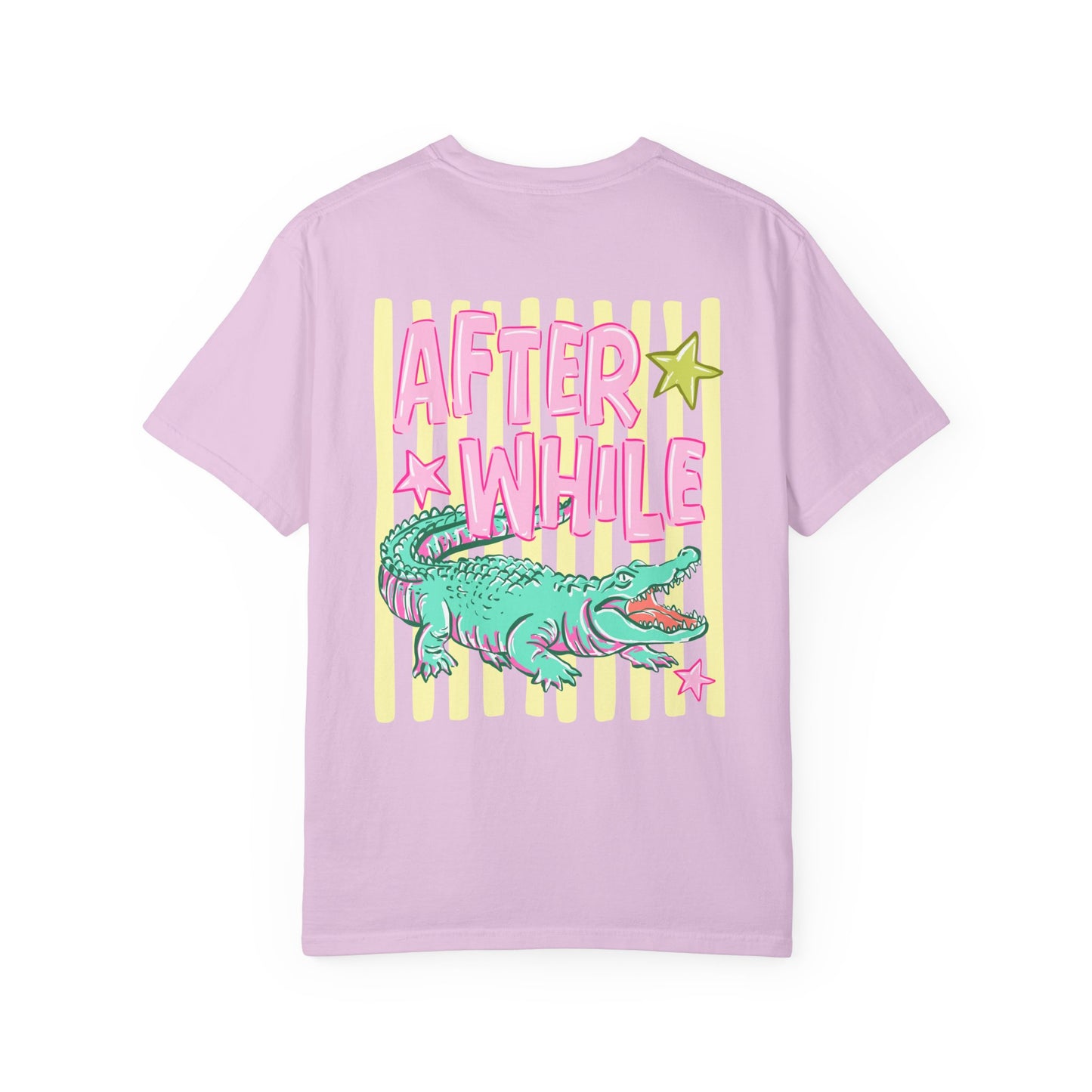 Later/After While T‑Shirt — Retro Neon Alligator Graphic Tee
