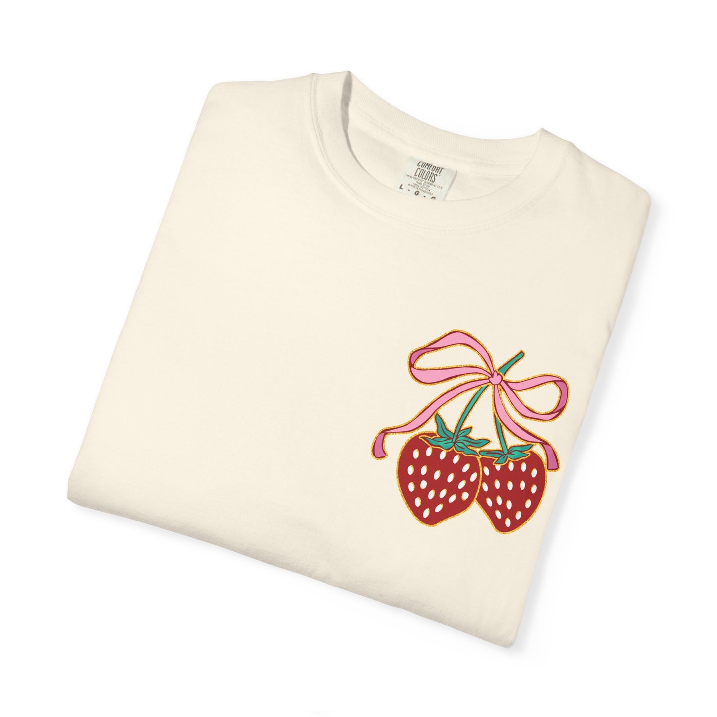 Strawberry Patch Graphic T-Shirt — Cute Ribbon & Flower Fruit Tee