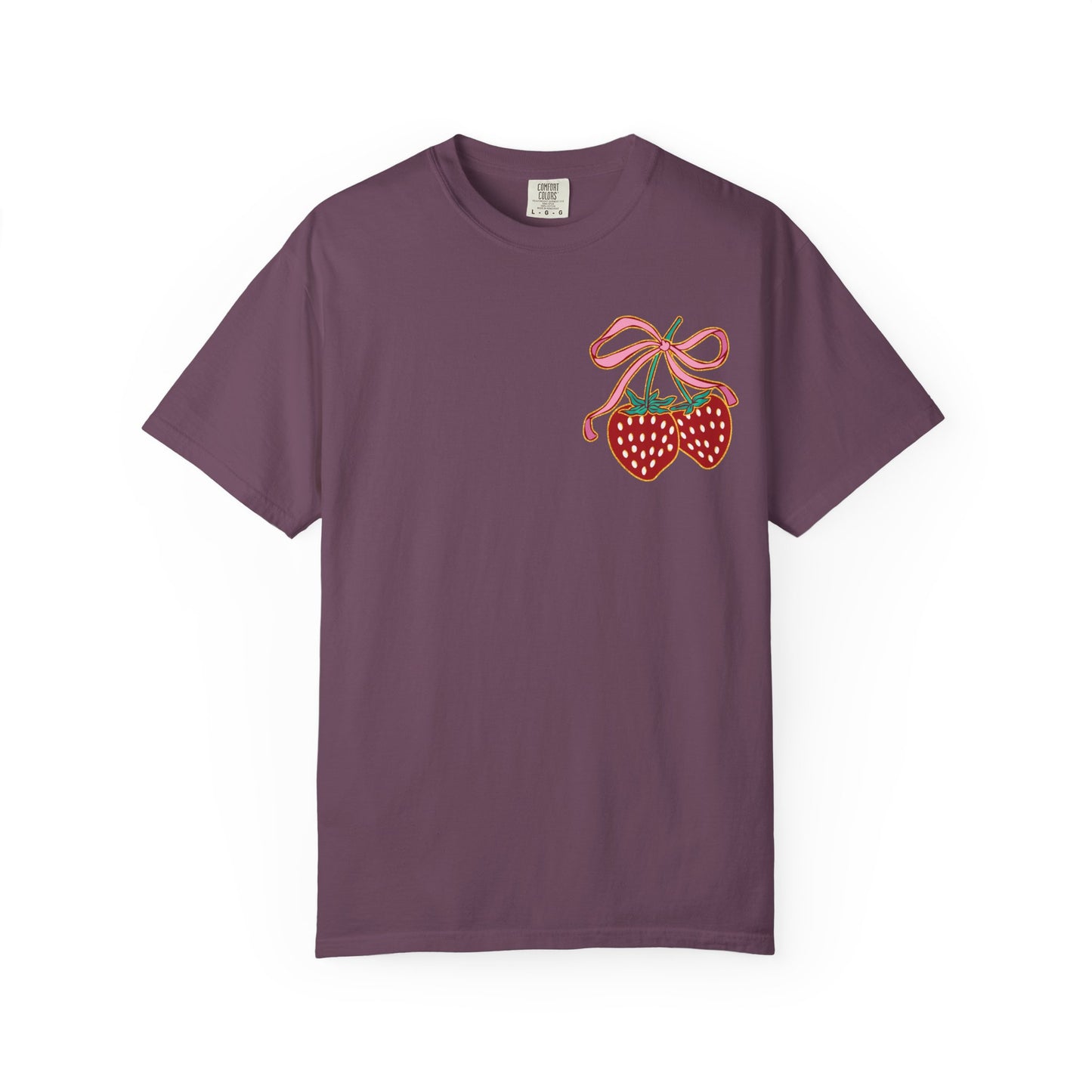 Strawberry Patch Graphic T-Shirt — Cute Ribbon & Flower Fruit Tee