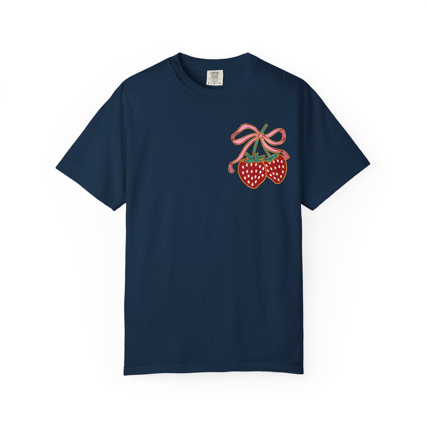 Strawberry Patch Graphic T-Shirt — Cute Ribbon & Flower Fruit Tee