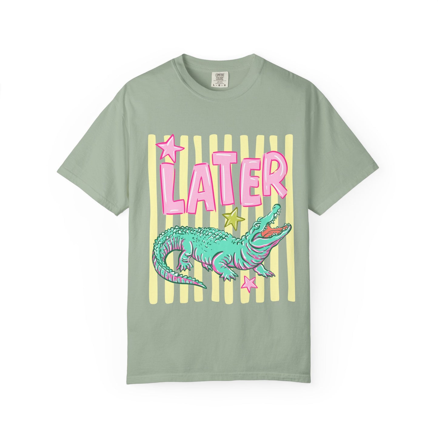 Later/After While T‑Shirt — Retro Neon Alligator Graphic Tee