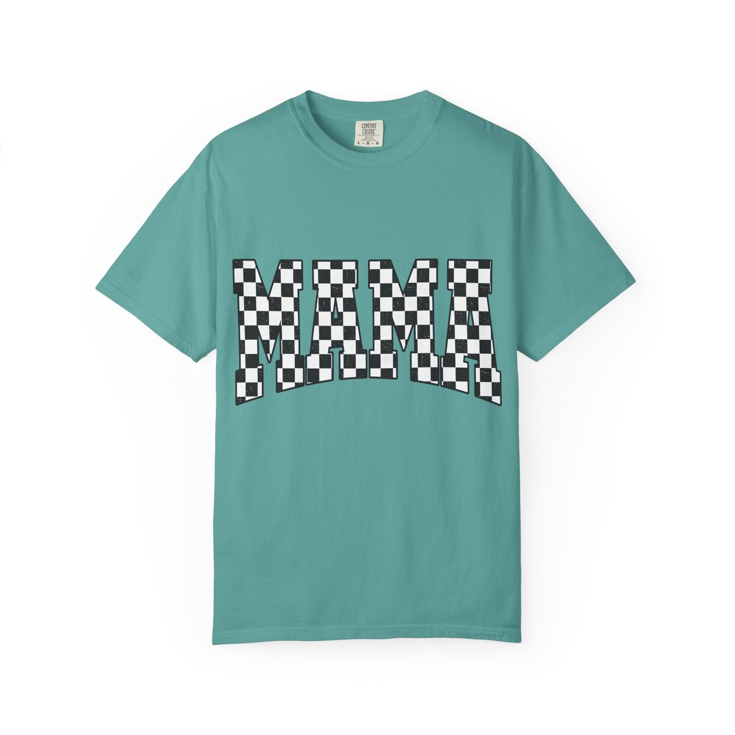 Mama Checkered Graphic Tee — Retro Black & White Mama T-Shirt