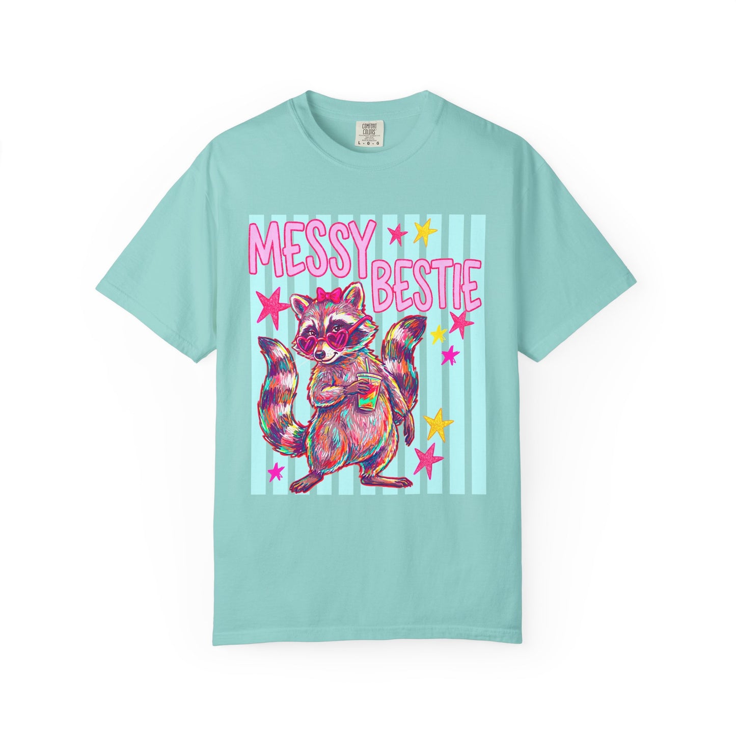 Messy Bestie Raccoon T-Shirt — Cute Colorful Graphic Tee for Friends & Gifts