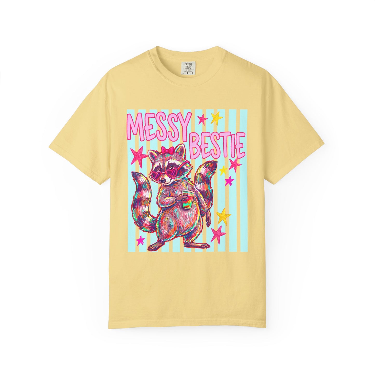 Messy Bestie Raccoon T-Shirt — Cute Colorful Graphic Tee for Friends & Gifts