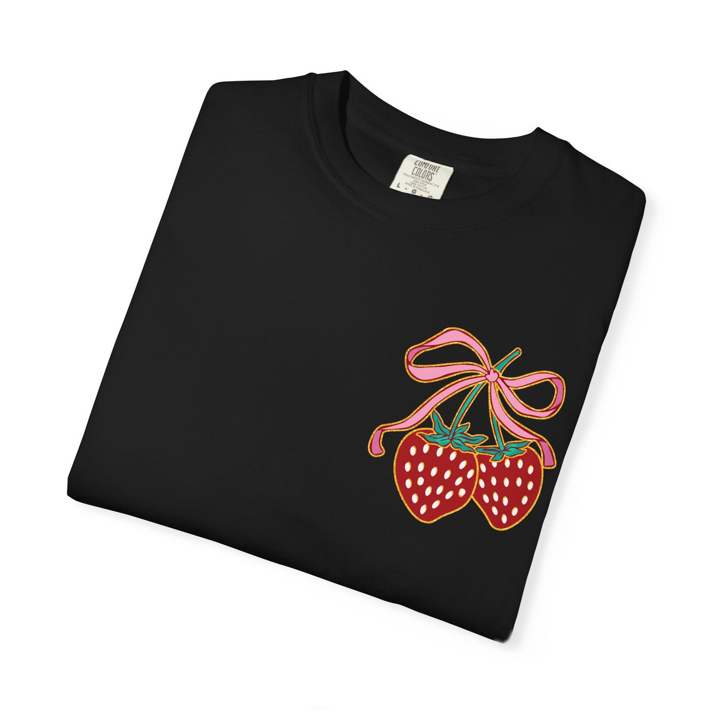 Strawberry Patch Graphic T-Shirt — Cute Ribbon & Flower Fruit Tee