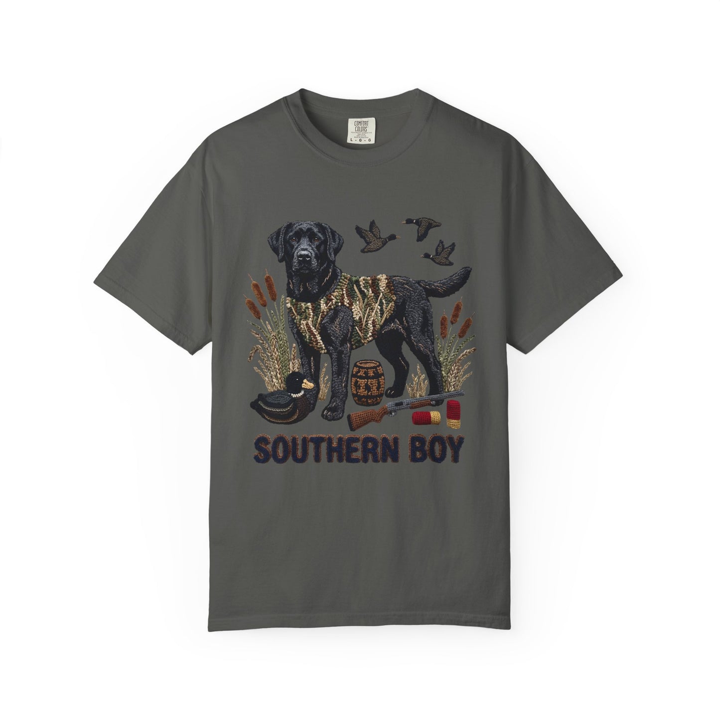 Southern Boy Hunting Dog T-Shirt — Black Lab, Duck Hunting Graphic Tee