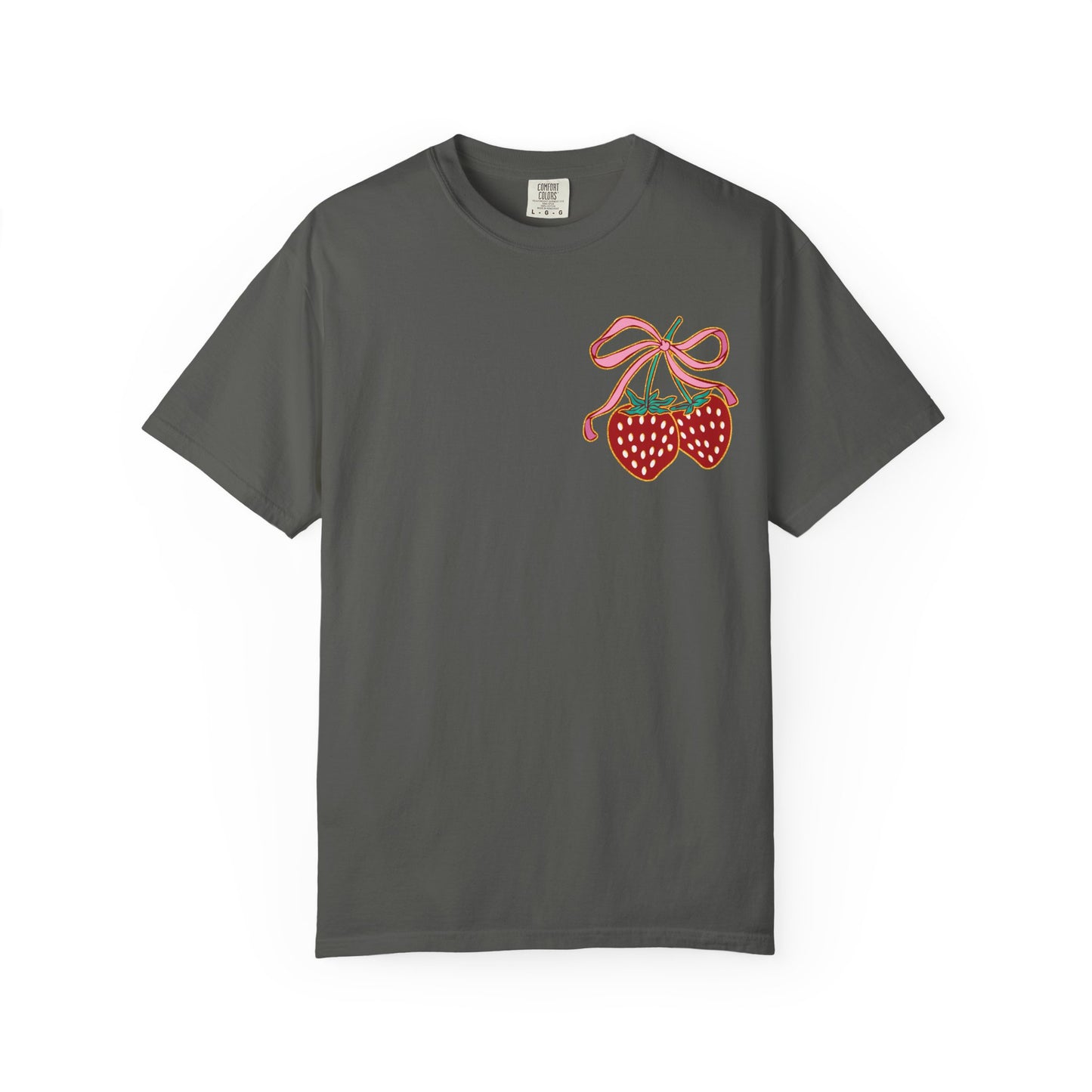 Strawberry Patch Graphic T-Shirt — Cute Ribbon & Flower Fruit Tee
