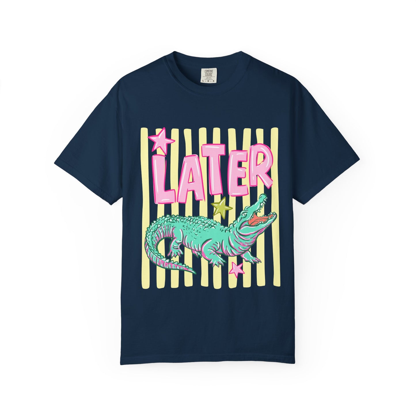 Later/After While T‑Shirt — Retro Neon Alligator Graphic Tee