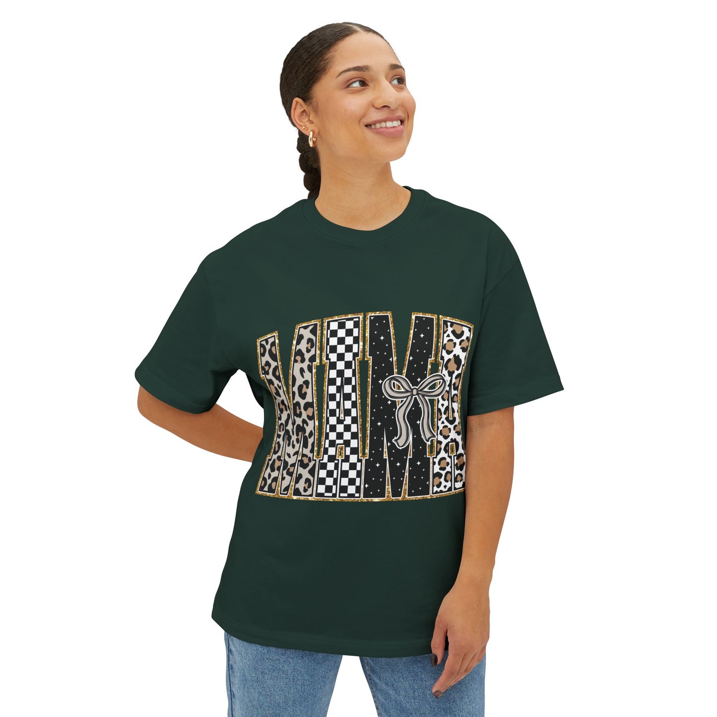 MAMA Leopard & Checkerboard Graphic Tee
