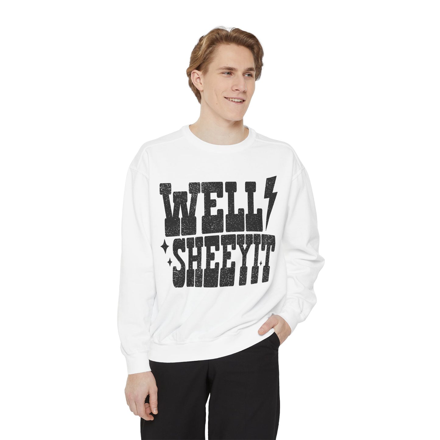 Well Sheeyit Sweatshirt — Retro Distressed Graphic Crewneck