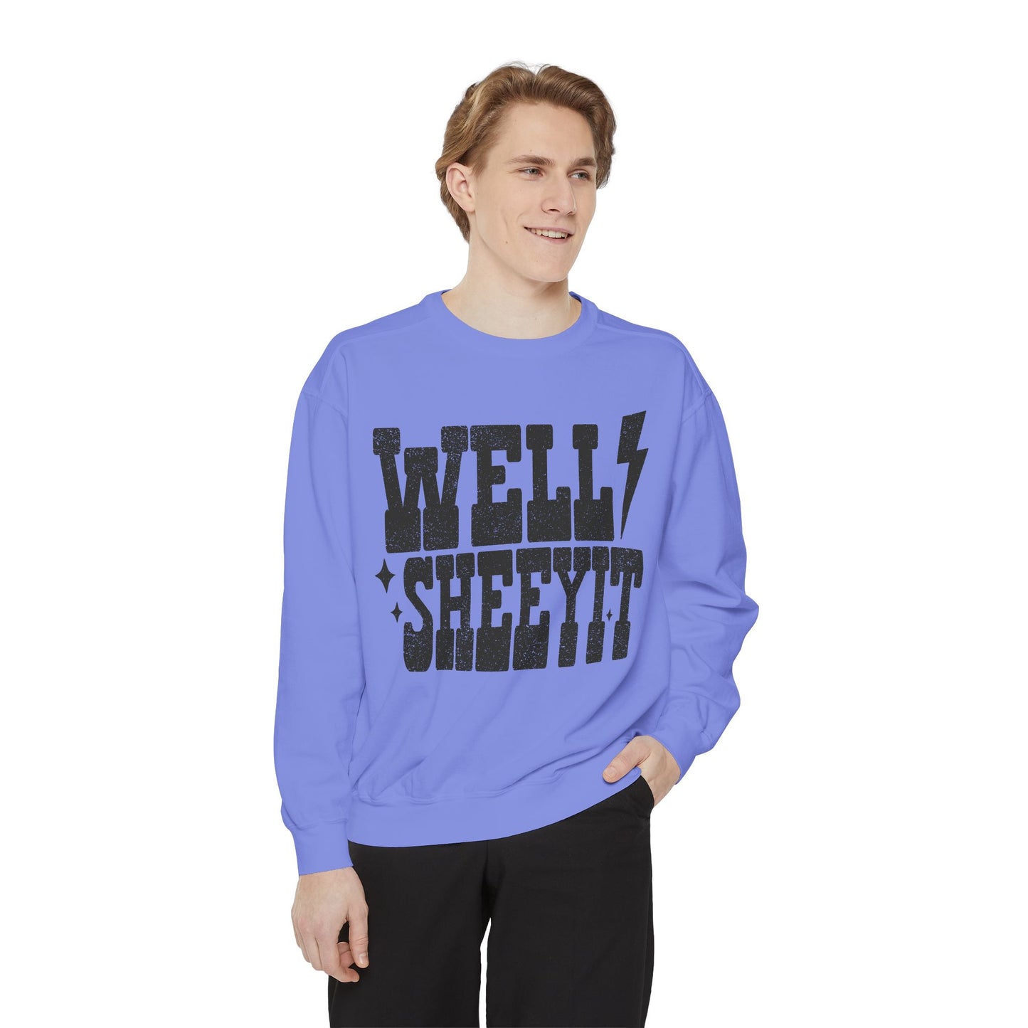 Well Sheeyit Sweatshirt — Retro Distressed Graphic Crewneck