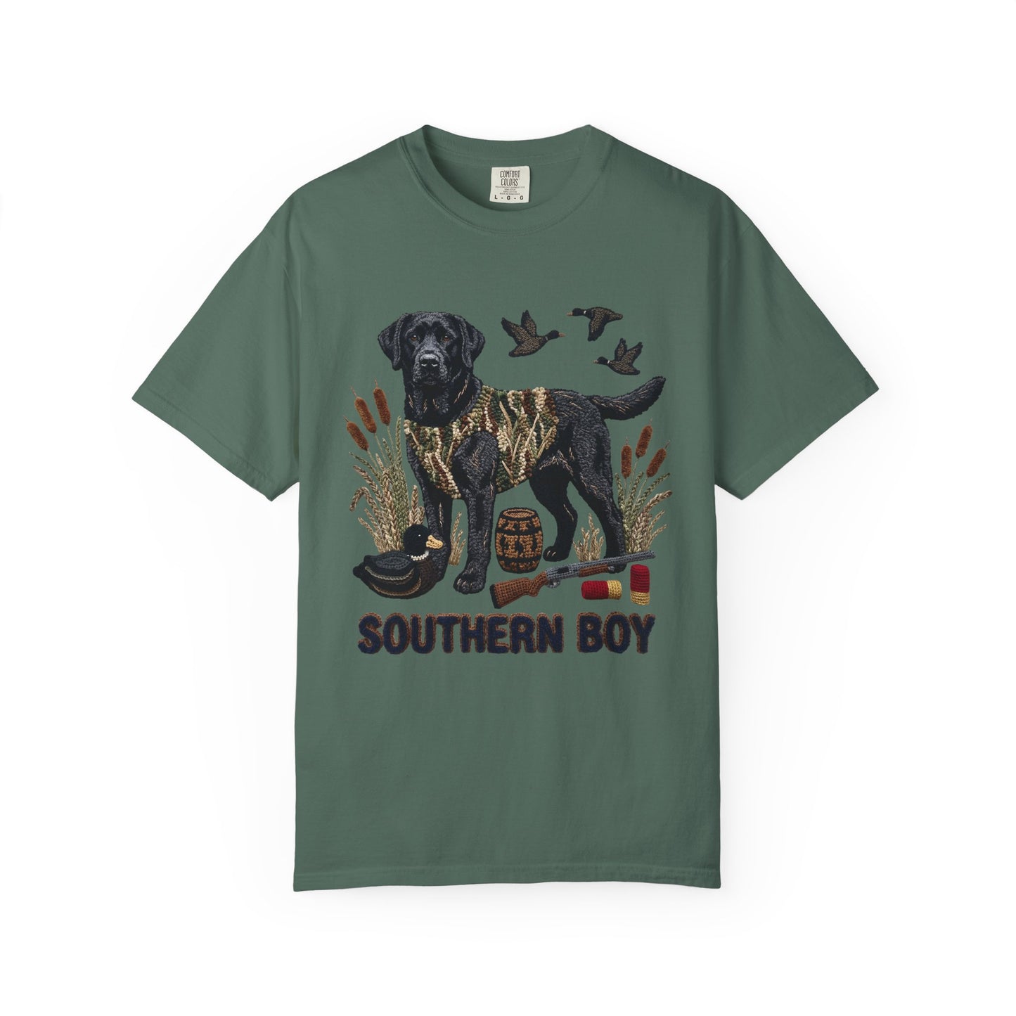 Southern Boy Hunting Dog T-Shirt — Black Lab, Duck Hunting Graphic Tee