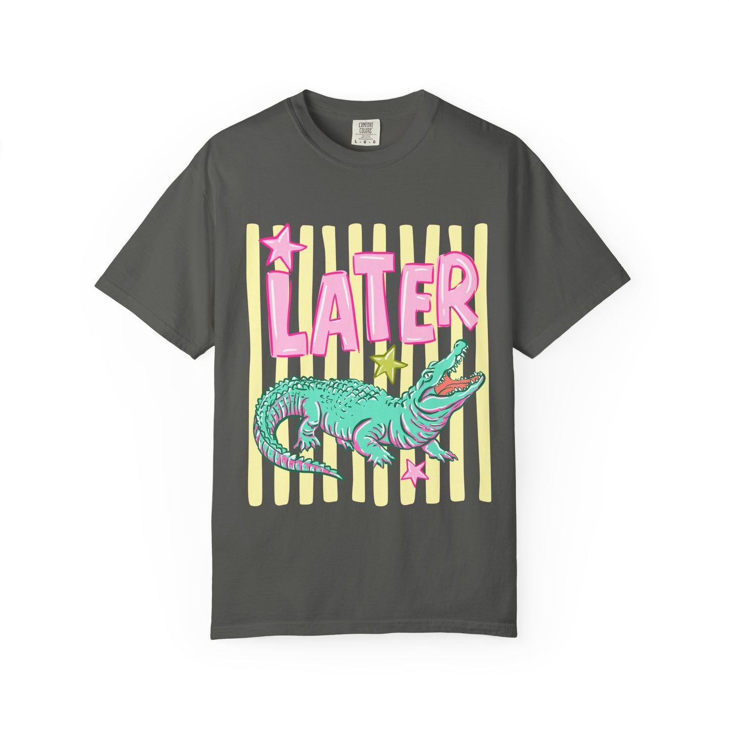 Later/After While T‑Shirt — Retro Neon Alligator Graphic Tee