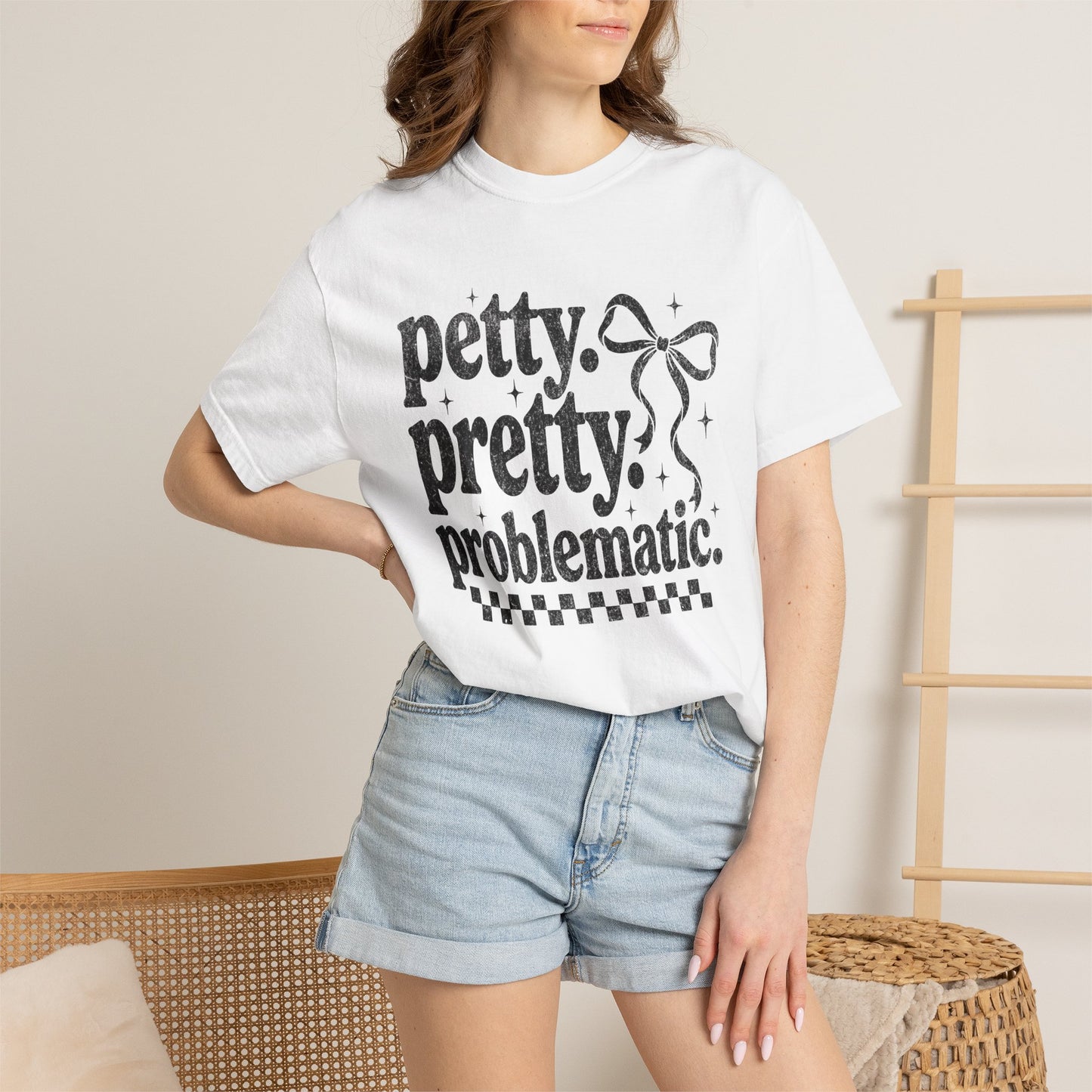 Petty Pretty Problematic T-Shirt — Funny Retro Feminine Graphic Tee