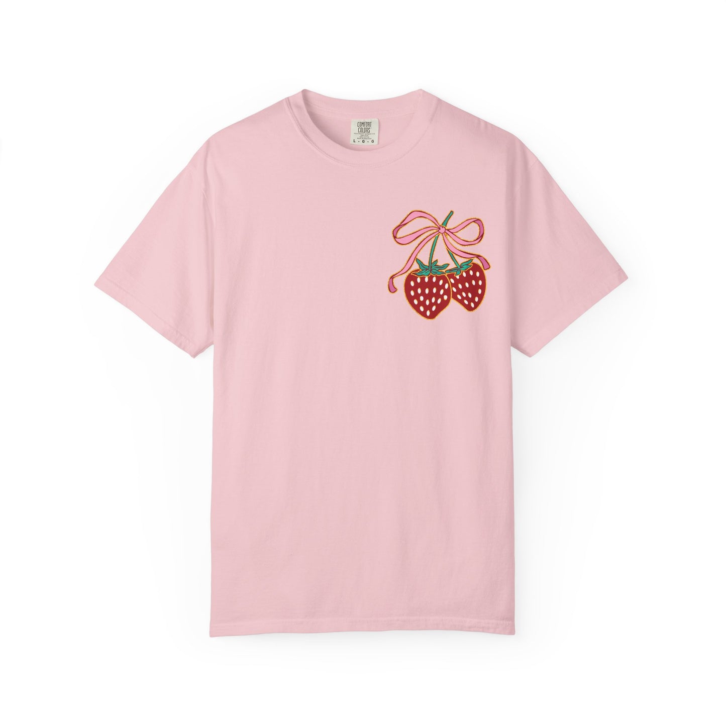 Strawberry Patch Graphic T-Shirt — Cute Ribbon & Flower Fruit Tee