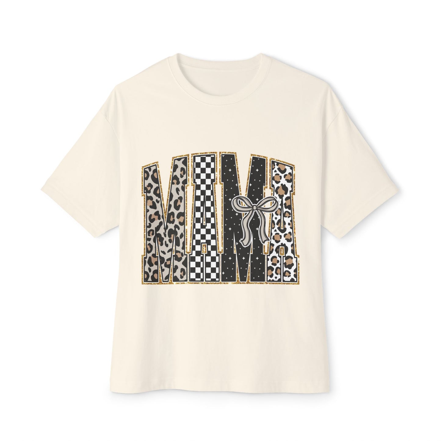 MAMA Leopard & Checkerboard Graphic Tee