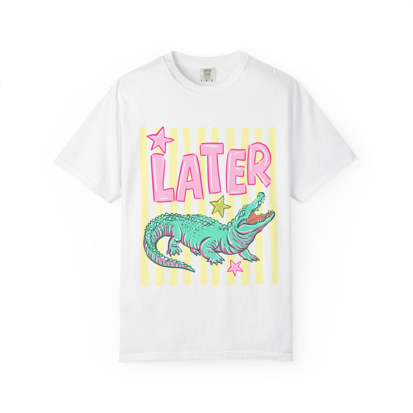 Later/After While T‑Shirt — Retro Neon Alligator Graphic Tee