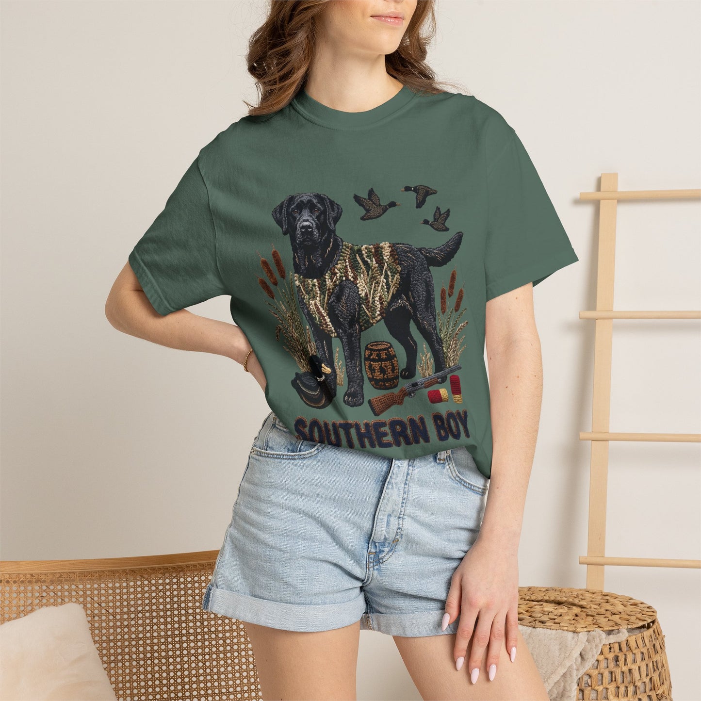 Southern Boy Hunting Dog T-Shirt — Black Lab, Duck Hunting Graphic Tee