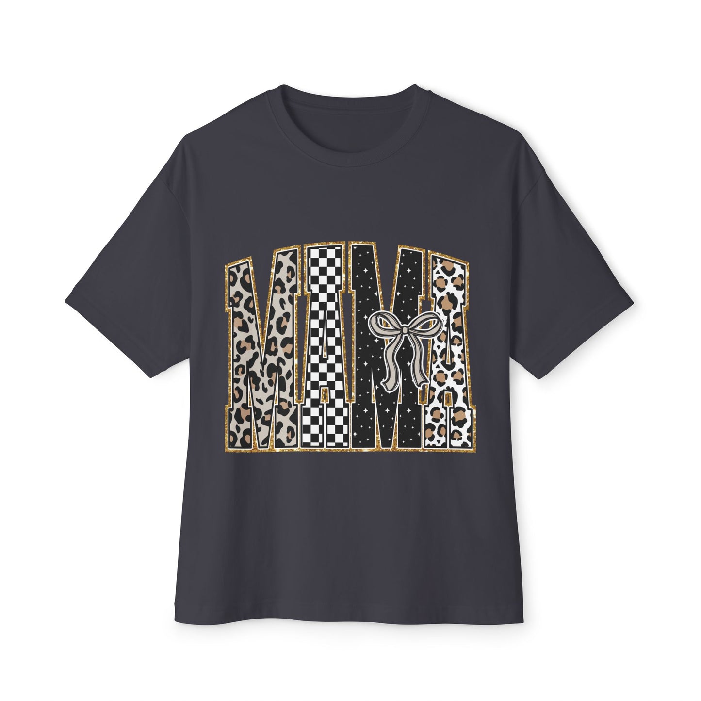 MAMA Leopard & Checkerboard Graphic Tee