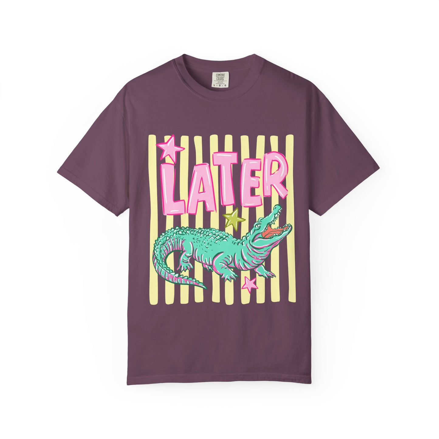 Later/After While T‑Shirt — Retro Neon Alligator Graphic Tee