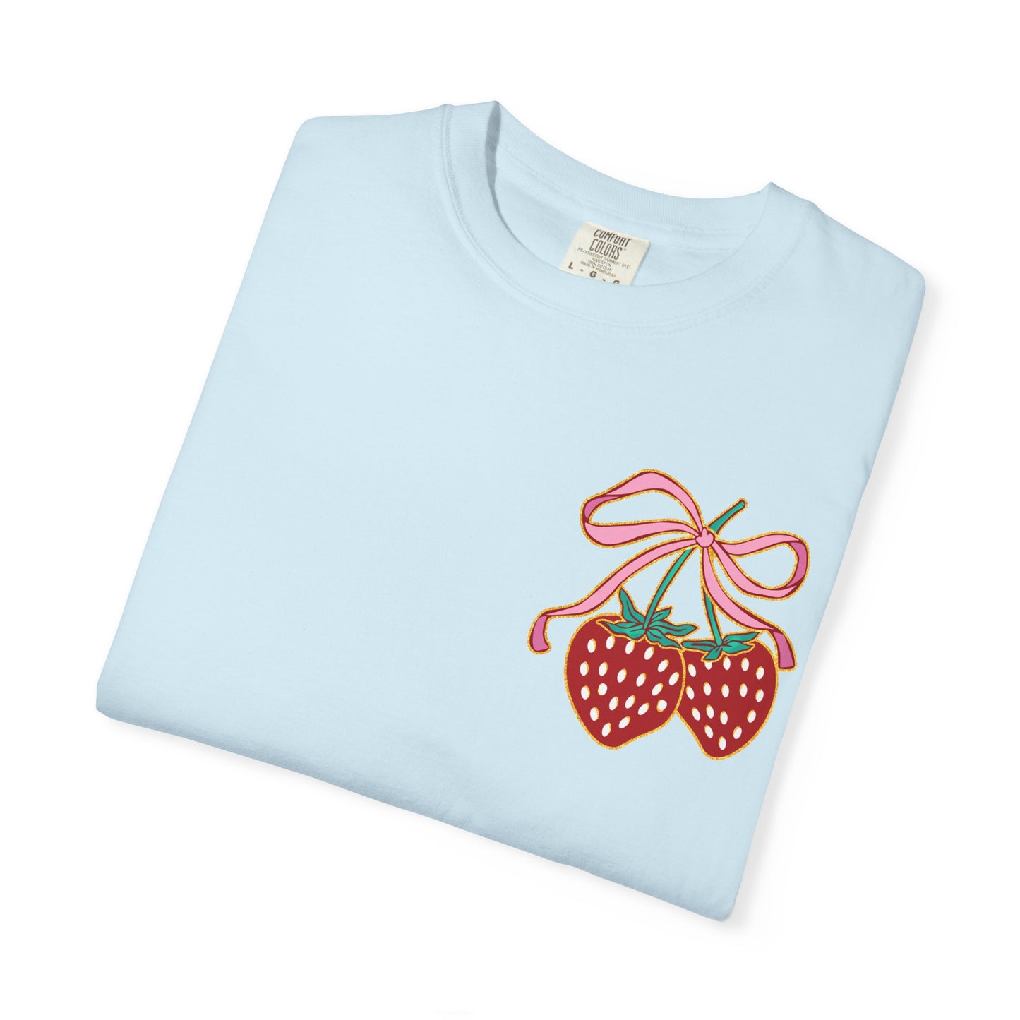 Strawberry Patch Graphic T-Shirt — Cute Ribbon & Flower Fruit Tee