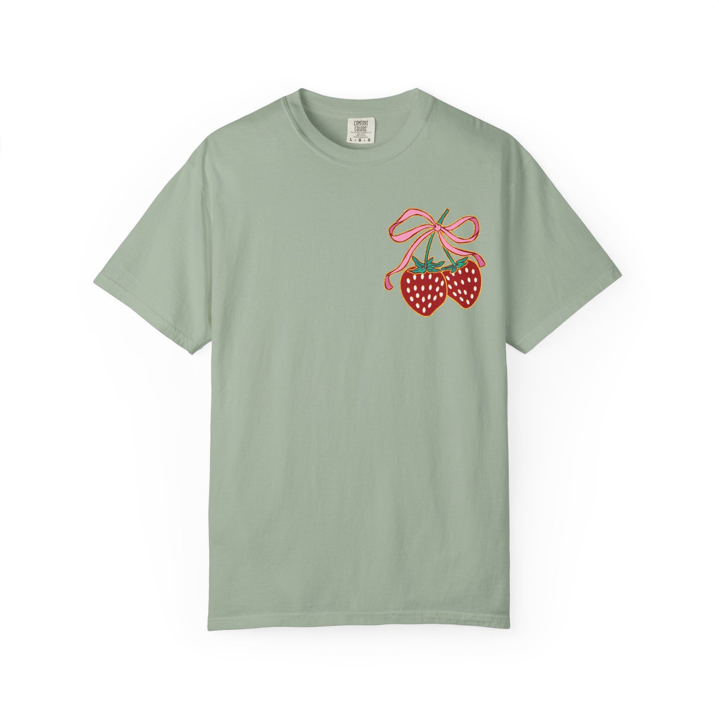 Strawberry Patch Graphic T-Shirt — Cute Ribbon & Flower Fruit Tee