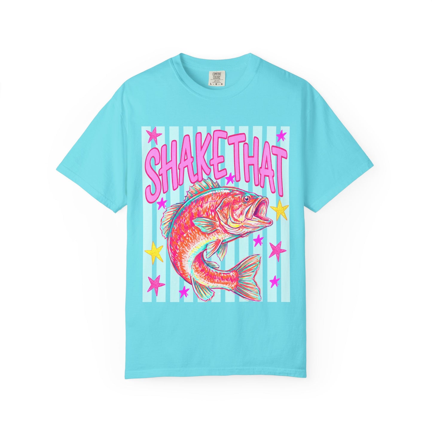 Shake That Fish T-Shirt — Neon Retro Fishing Graphic Tee