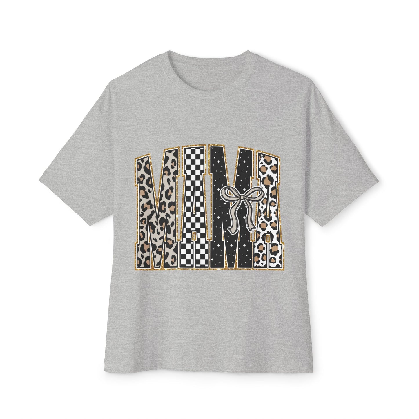 MAMA Leopard & Checkerboard Graphic Tee
