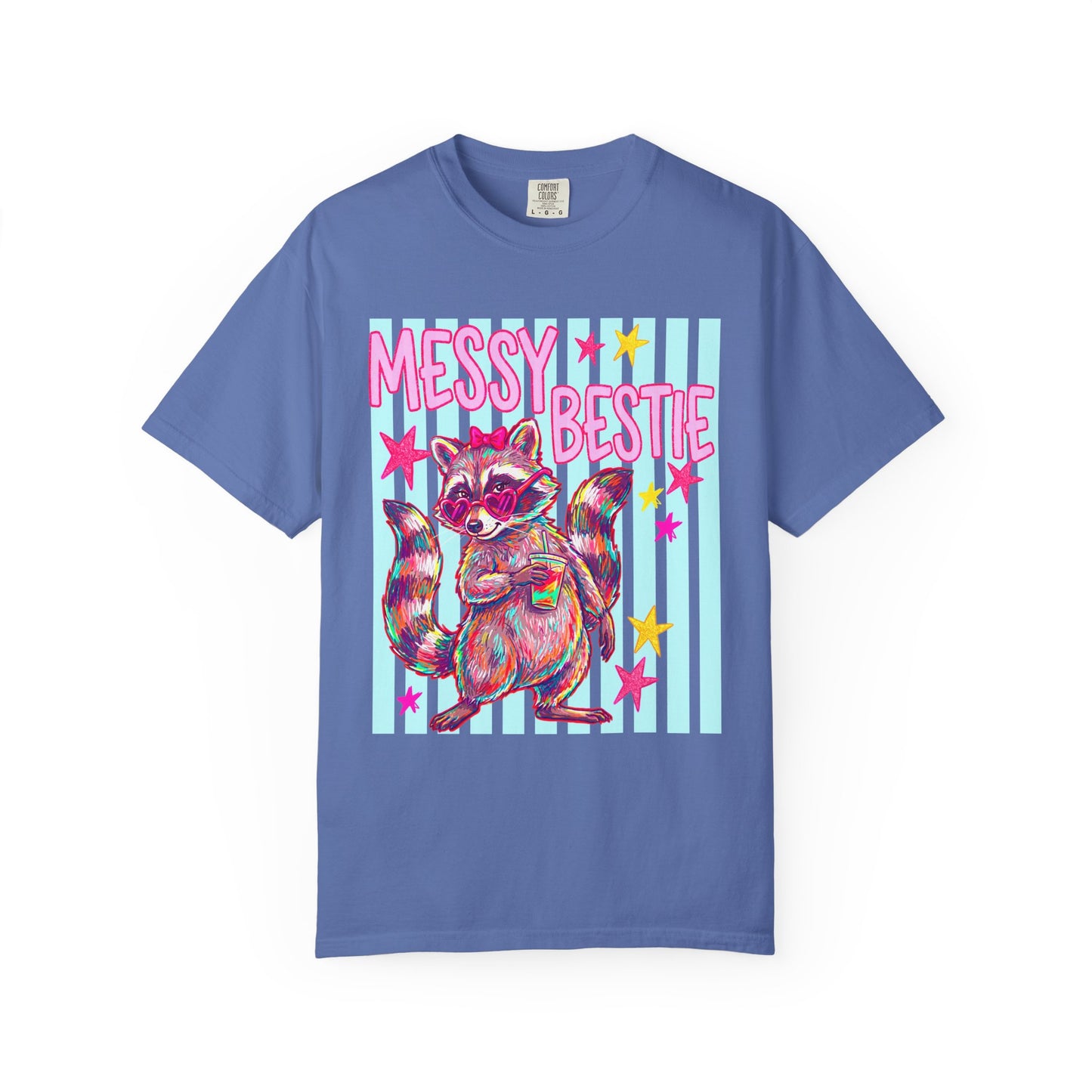 Messy Bestie Raccoon T-Shirt — Cute Colorful Graphic Tee for Friends & Gifts