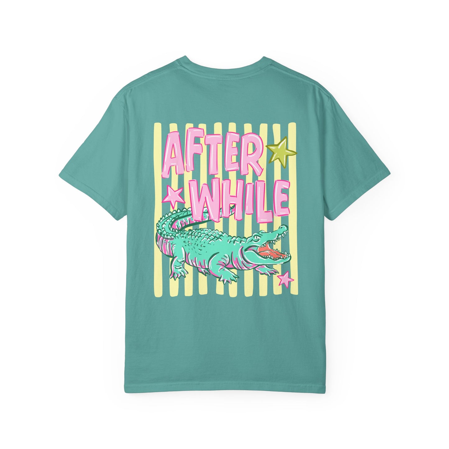 Later/After While T‑Shirt — Retro Neon Alligator Graphic Tee