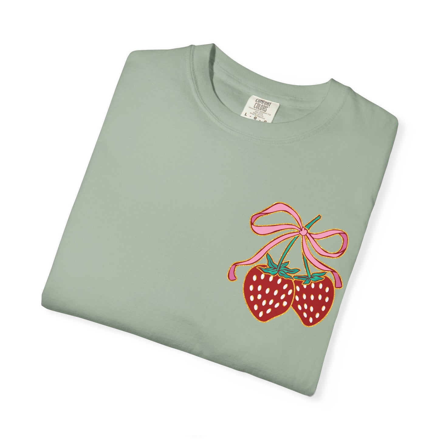 Strawberry Patch Graphic T-Shirt — Cute Ribbon & Flower Fruit Tee
