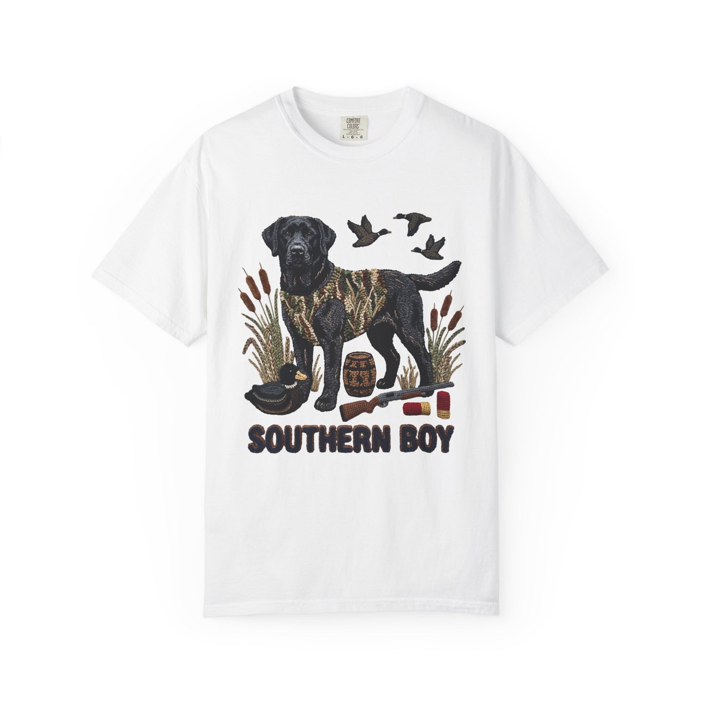 Southern Boy Hunting Dog T-Shirt — Black Lab, Duck Hunting Graphic Tee