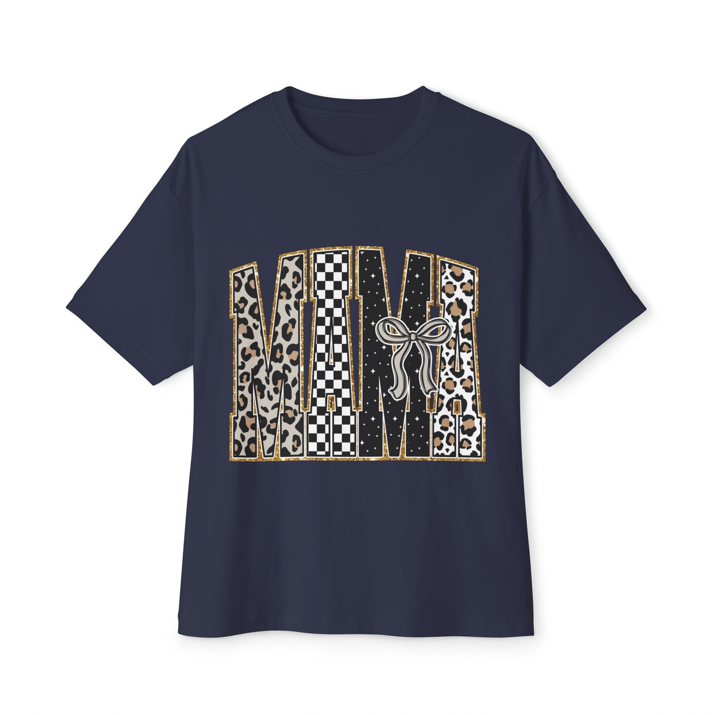MAMA Leopard & Checkerboard Graphic Tee