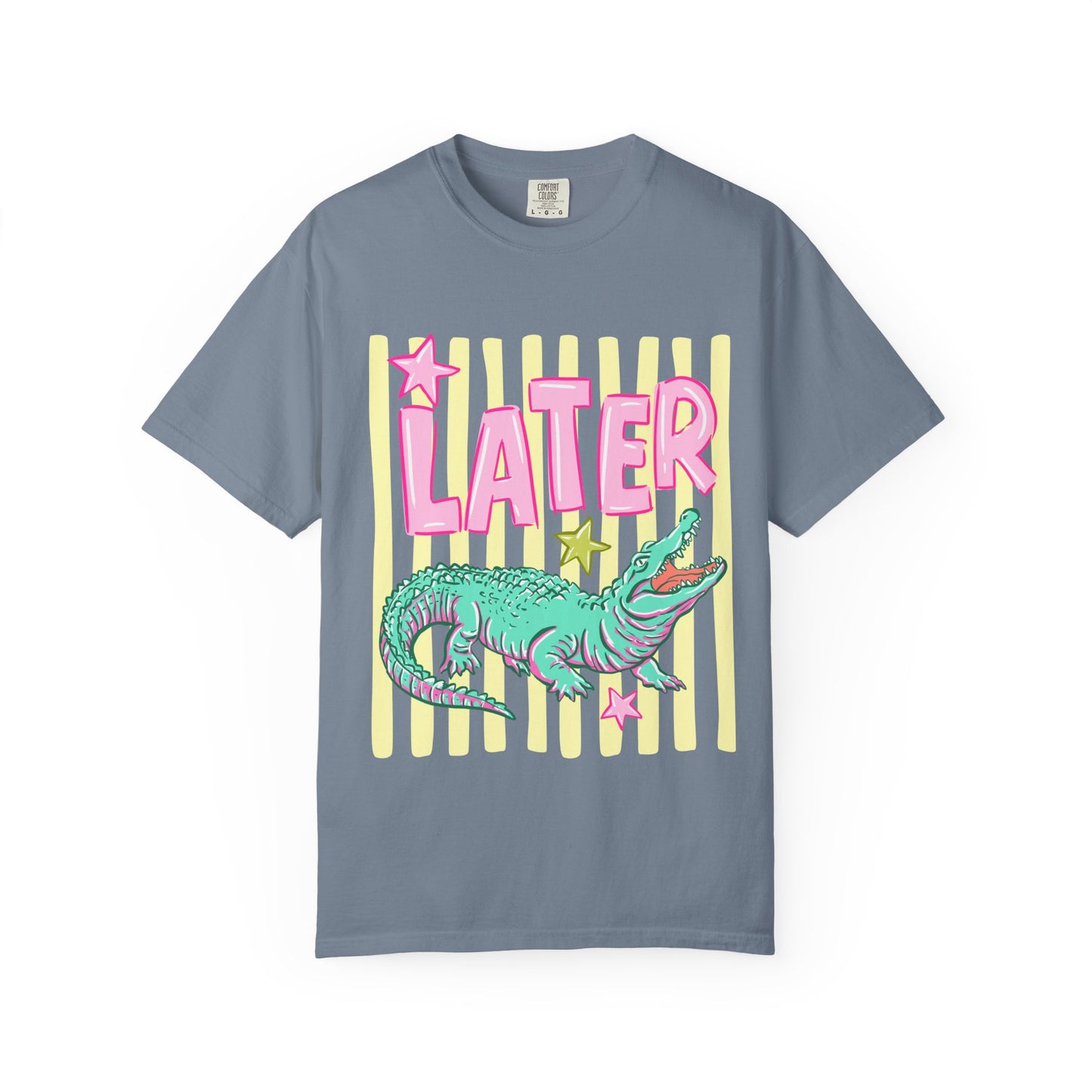 Later/After While T‑Shirt — Retro Neon Alligator Graphic Tee