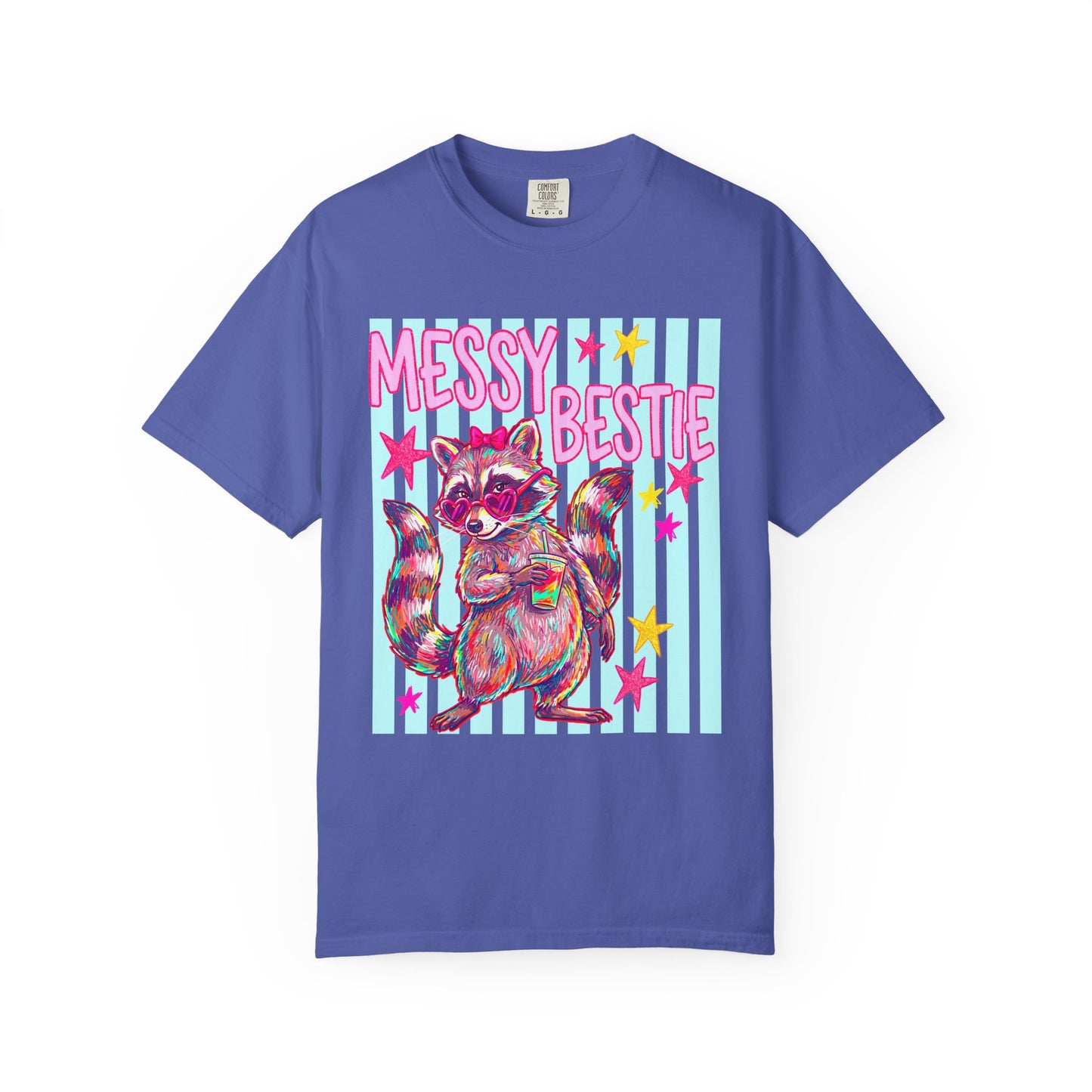 Messy Bestie Raccoon T-Shirt — Cute Colorful Graphic Tee for Friends & Gifts