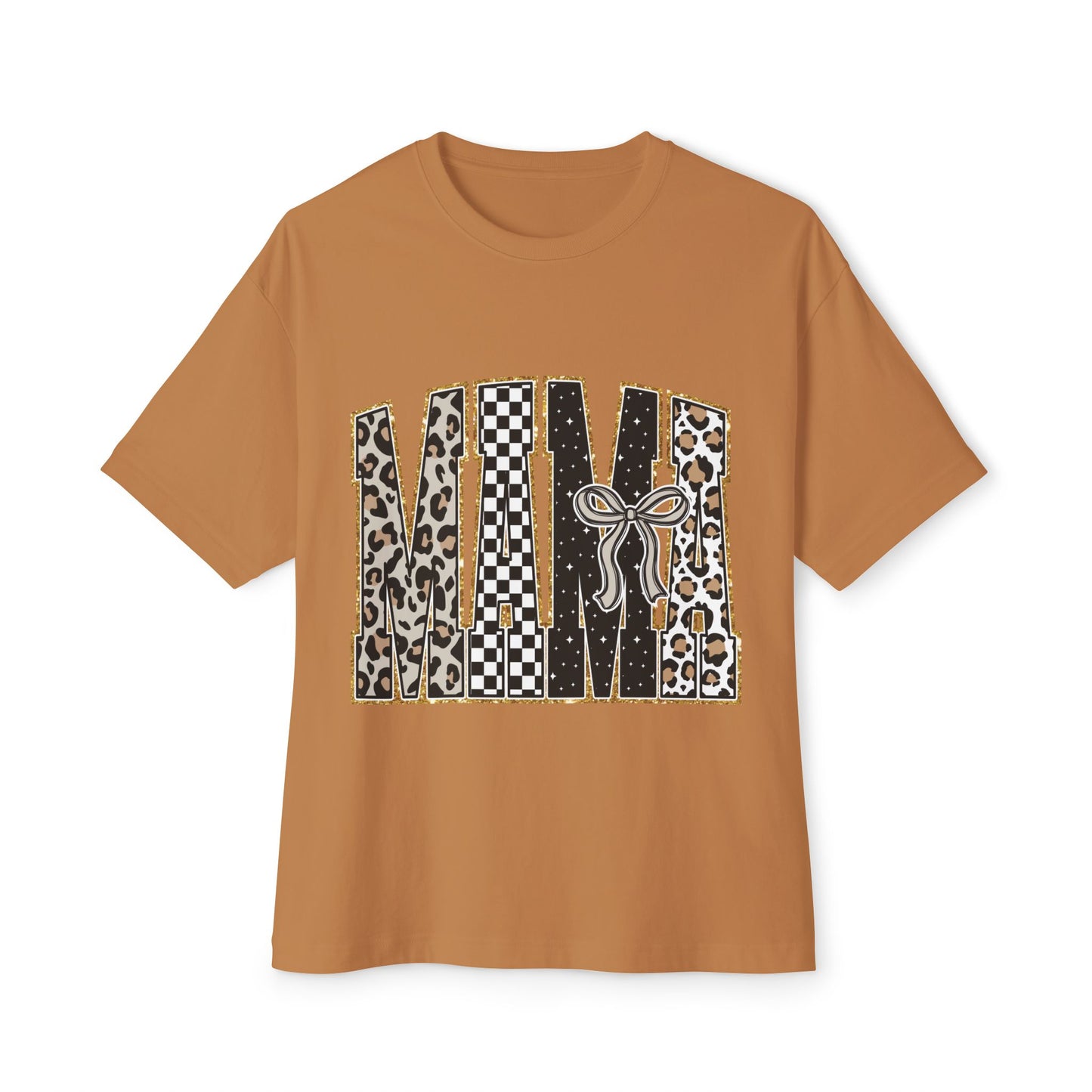 MAMA Leopard & Checkerboard Graphic Tee
