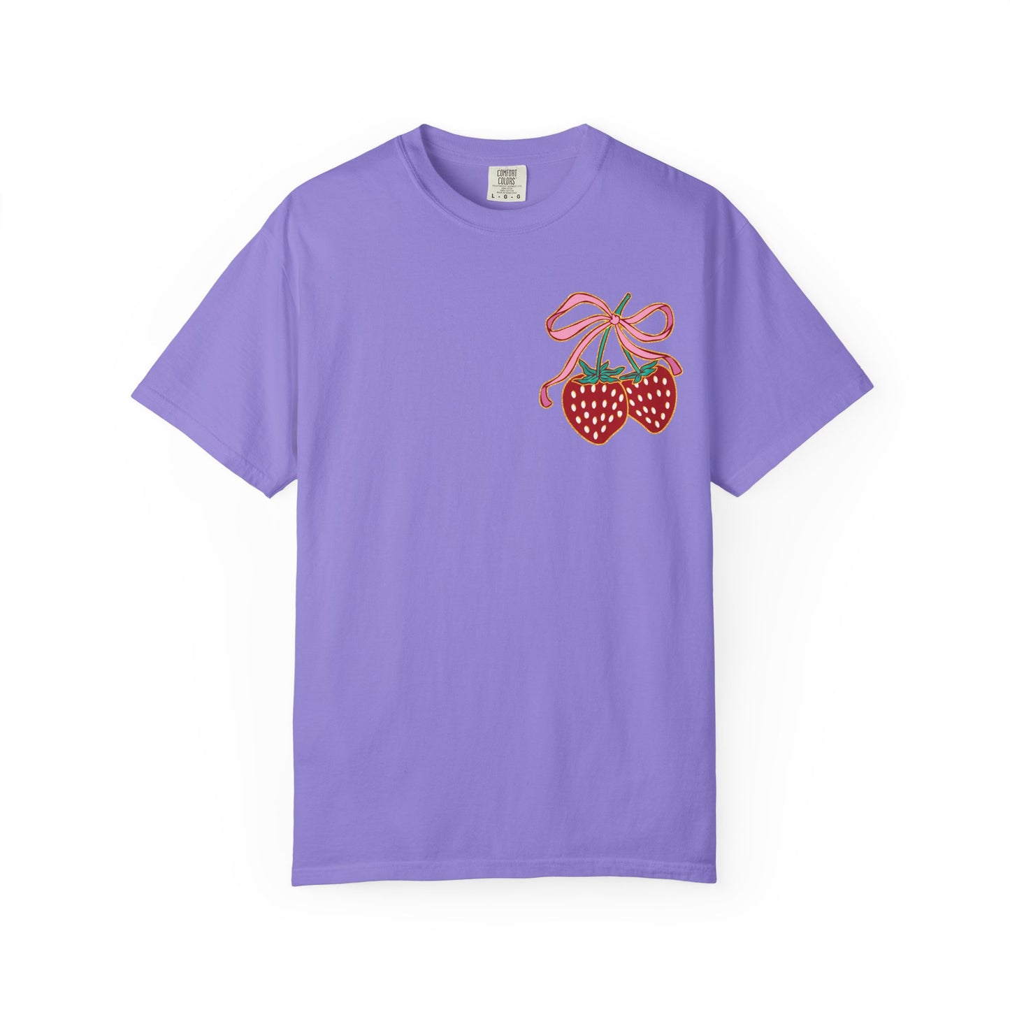 Strawberry Patch Graphic T-Shirt — Cute Ribbon & Flower Fruit Tee