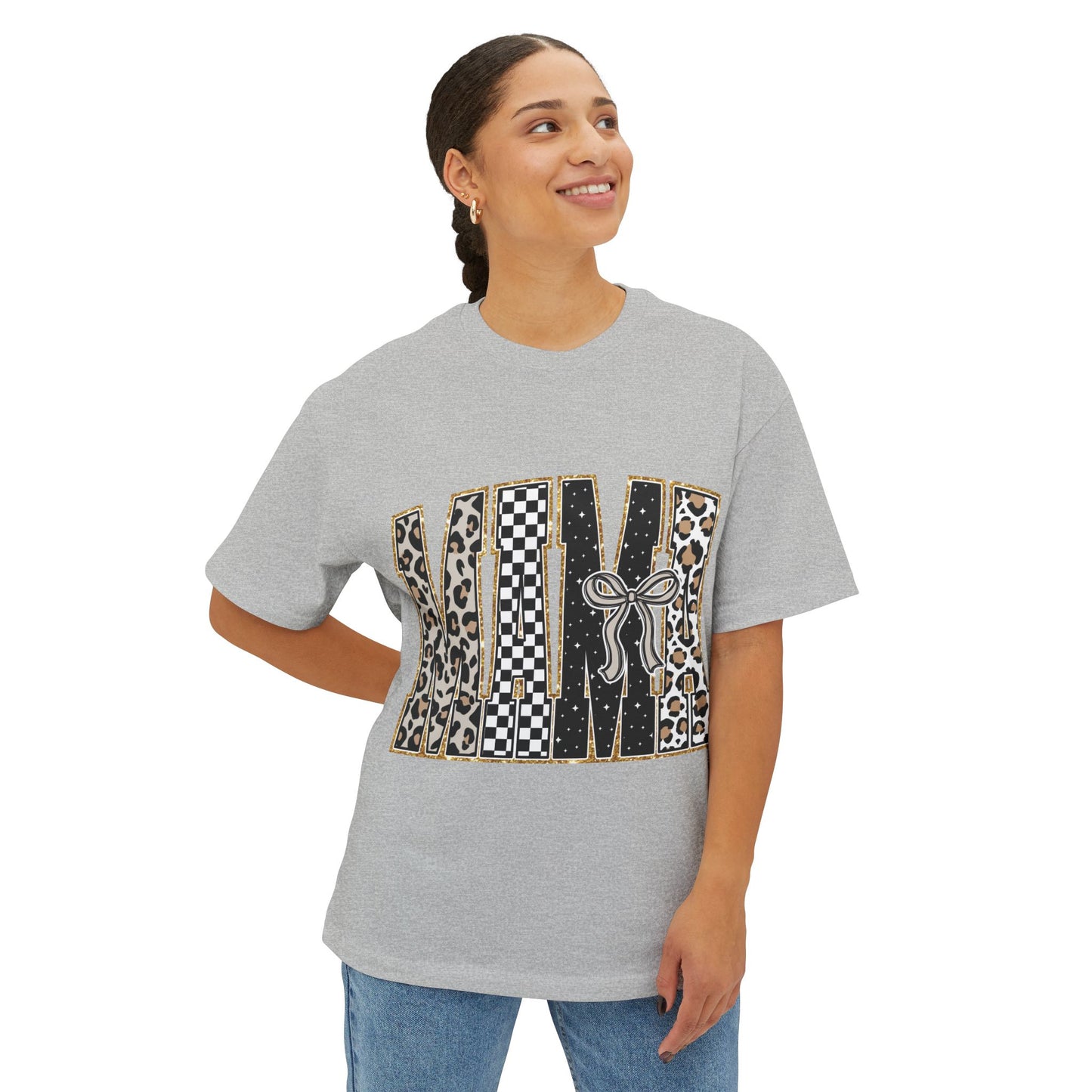MAMA Leopard & Checkerboard Graphic Tee