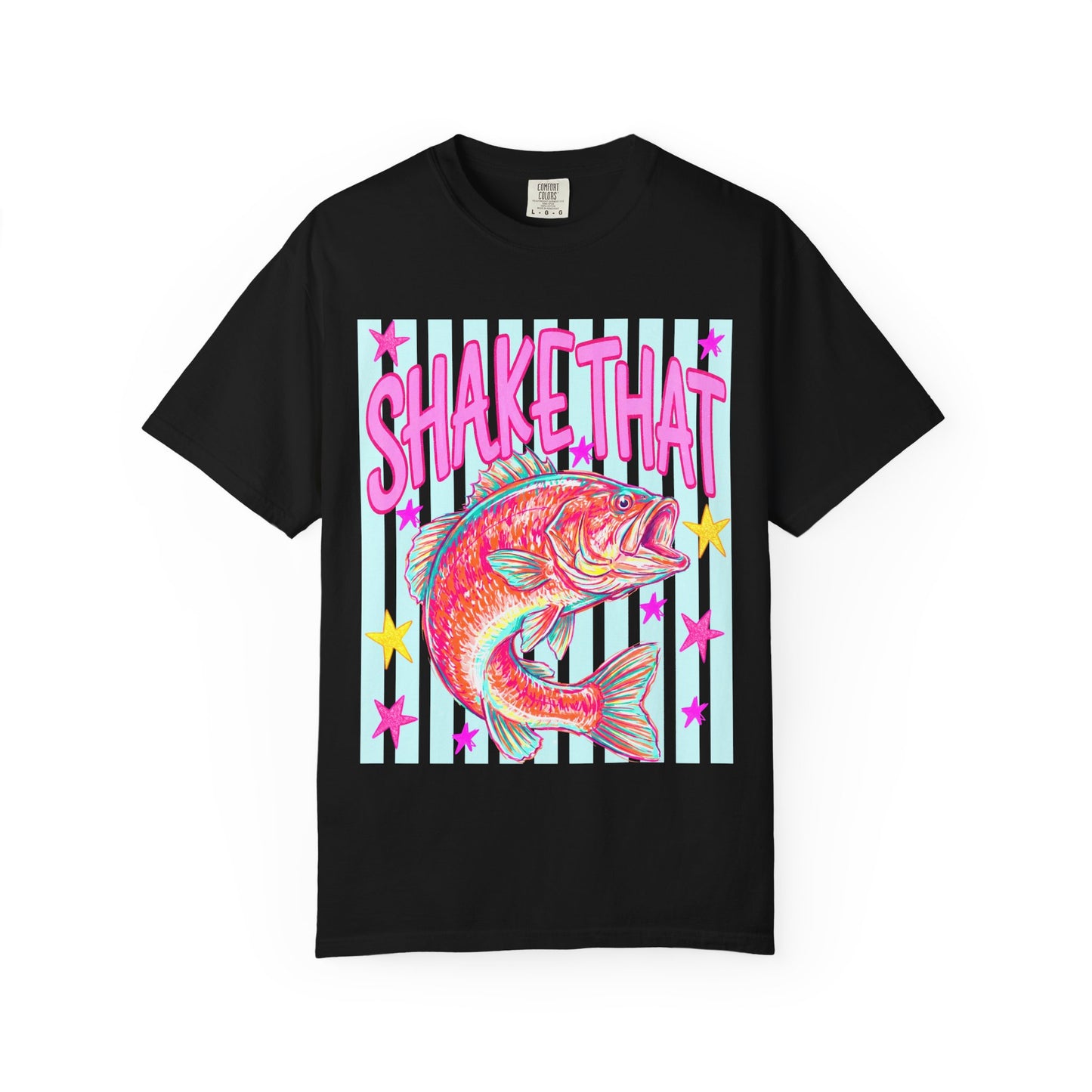 Shake That Fish T-Shirt — Neon Retro Fishing Graphic Tee