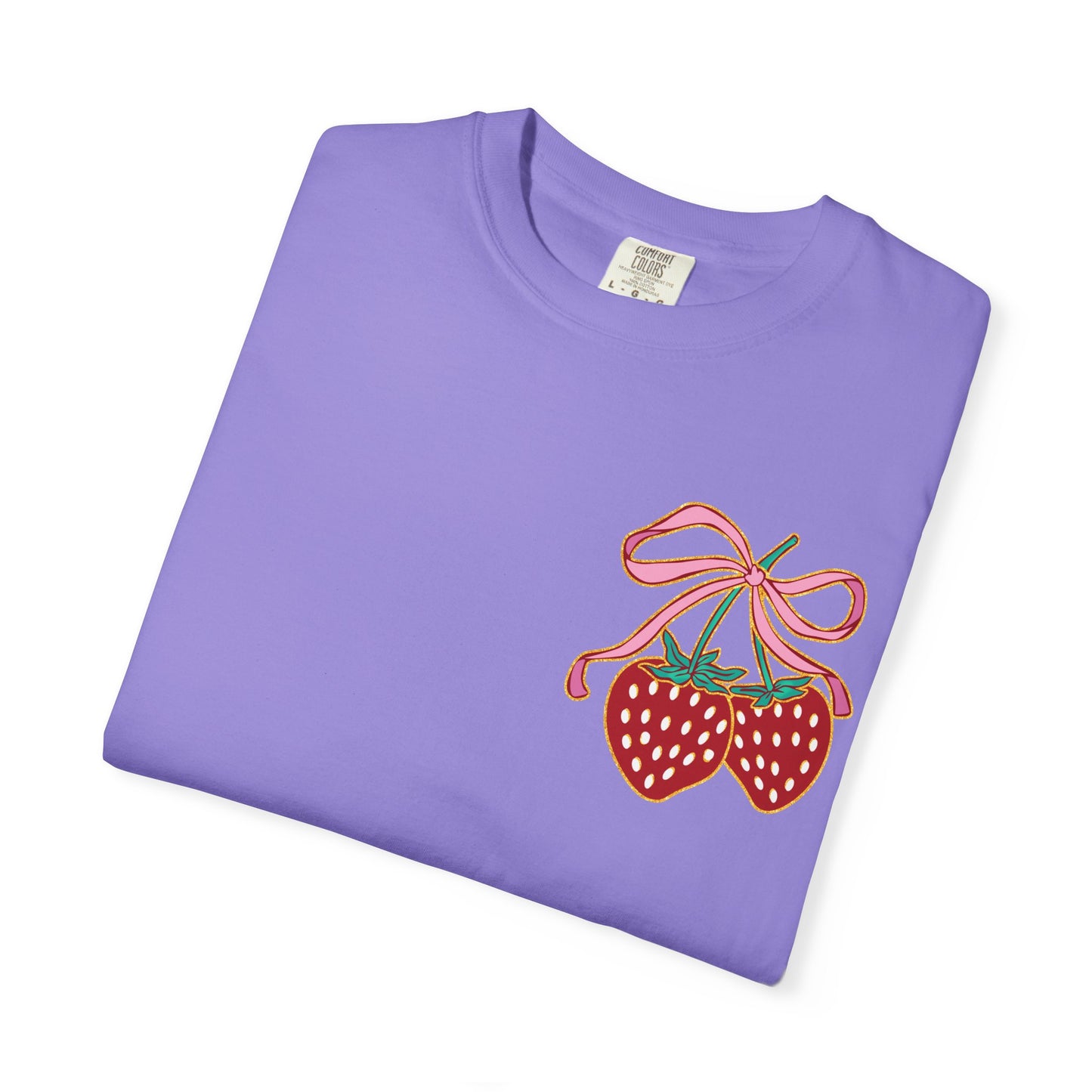 Strawberry Patch Graphic T-Shirt — Cute Ribbon & Flower Fruit Tee