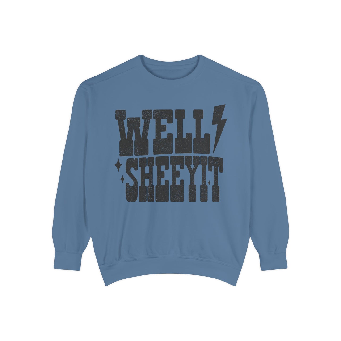 Well Sheeyit Sweatshirt — Retro Distressed Graphic Crewneck