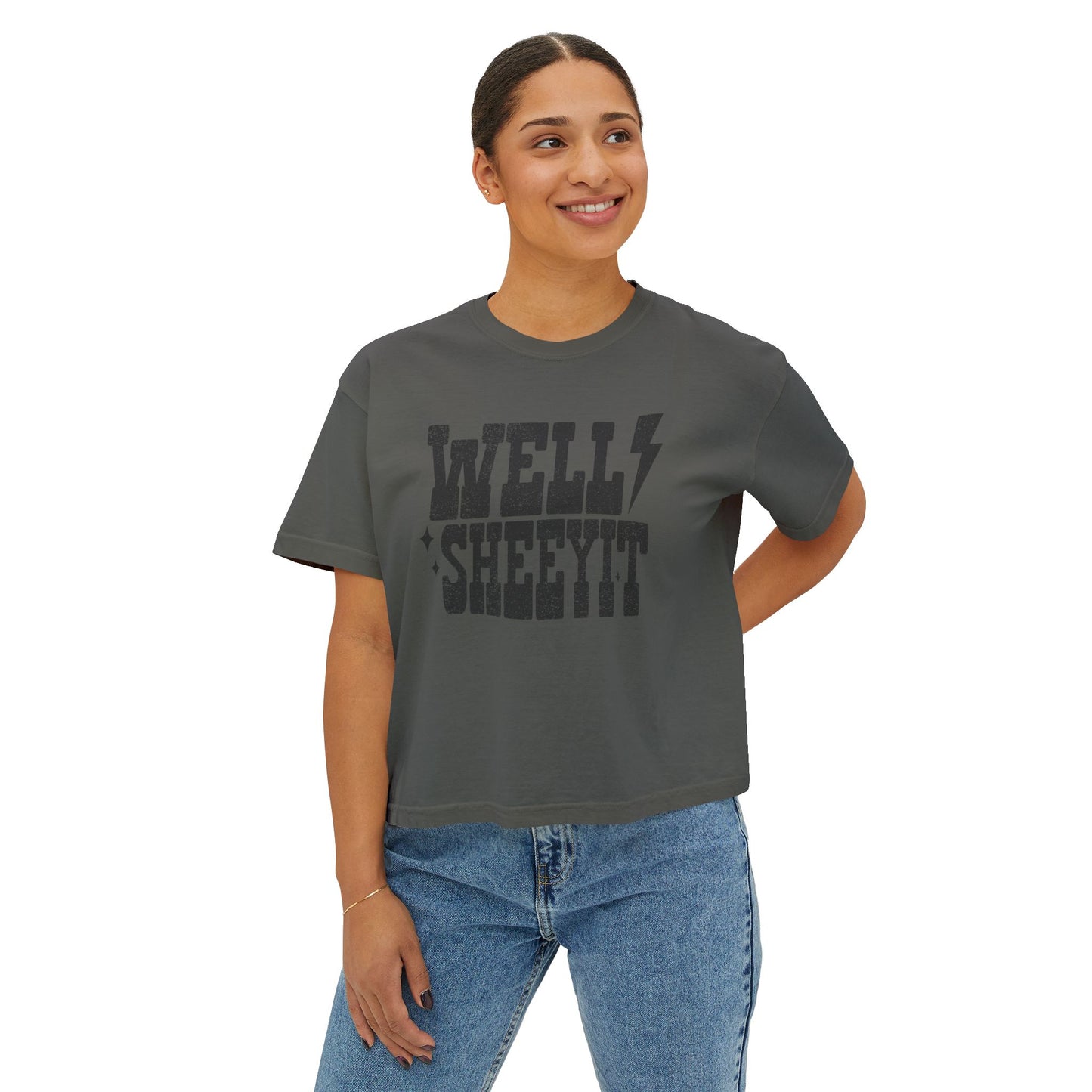 Well Sheeyit Boxy Tee — Funny Retro Western Graphic Shirt