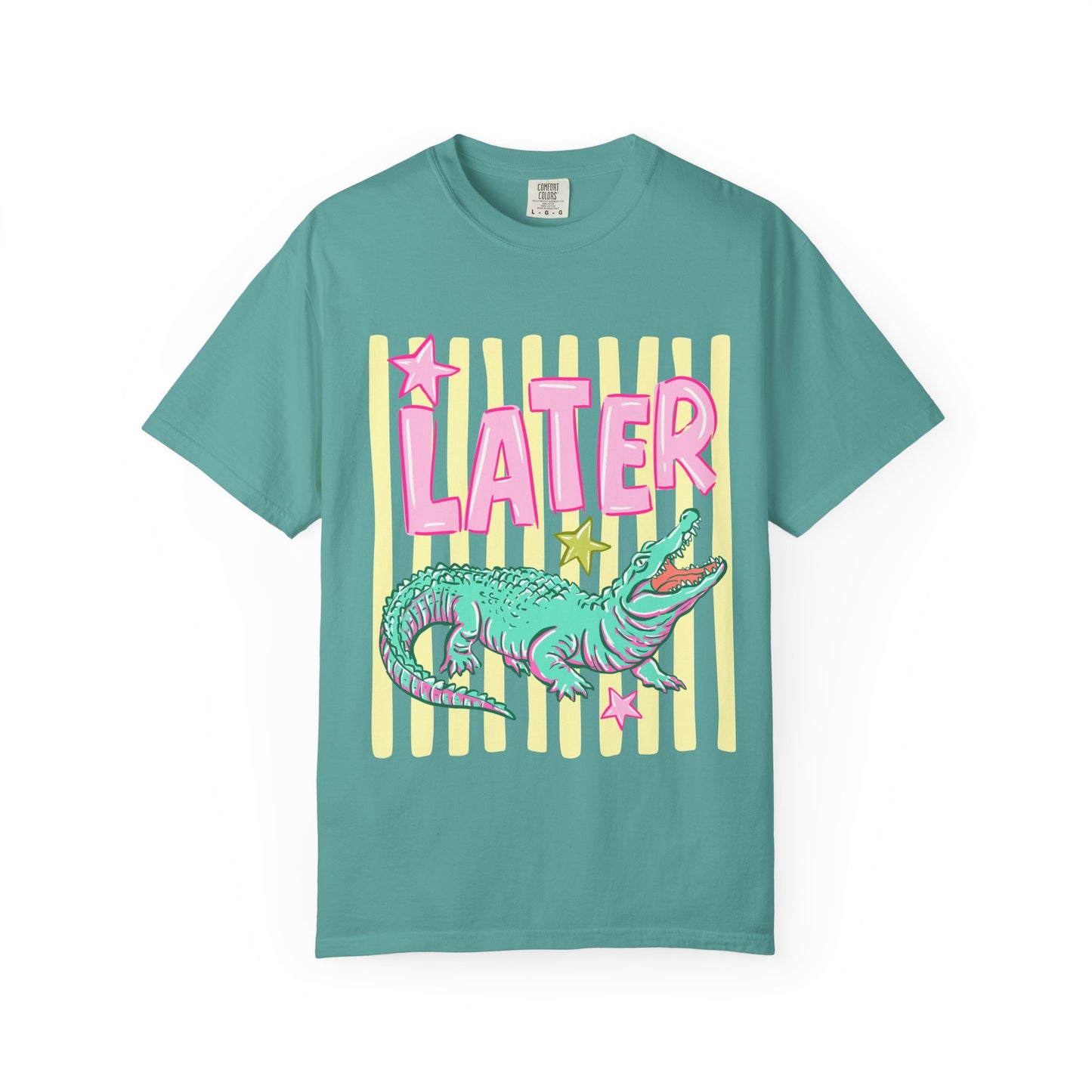 Later/After While T‑Shirt — Retro Neon Alligator Graphic Tee