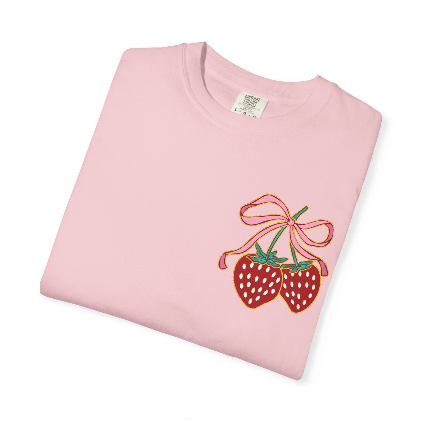 Strawberry Patch Graphic T-Shirt — Cute Ribbon & Flower Fruit Tee