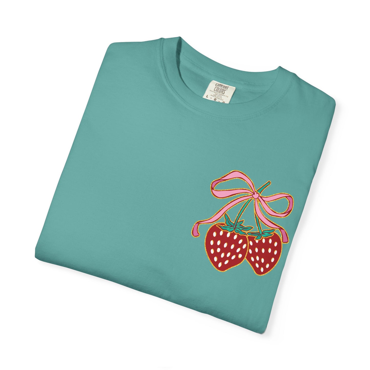 Strawberry Patch Graphic T-Shirt — Cute Ribbon & Flower Fruit Tee