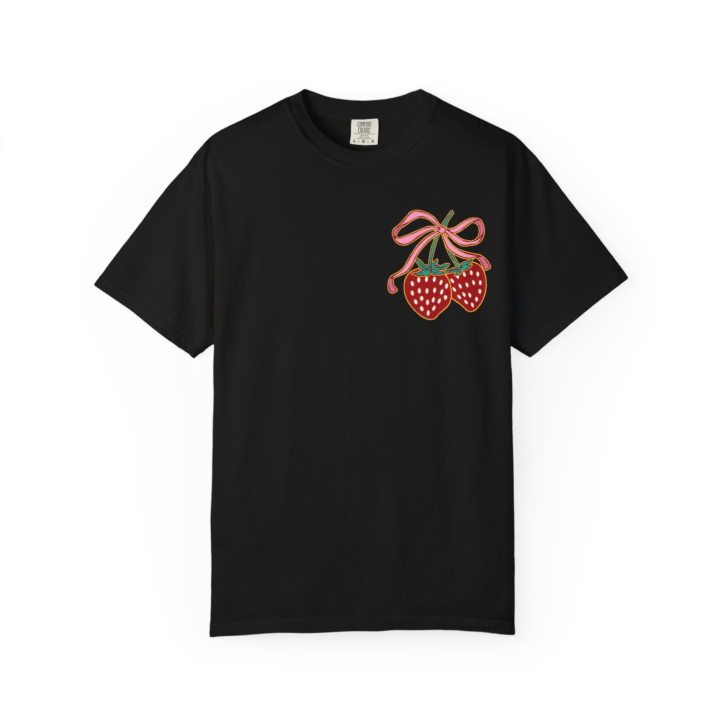 Strawberry Patch Graphic T-Shirt — Cute Ribbon & Flower Fruit Tee